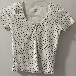 White Floral Button-Up Top